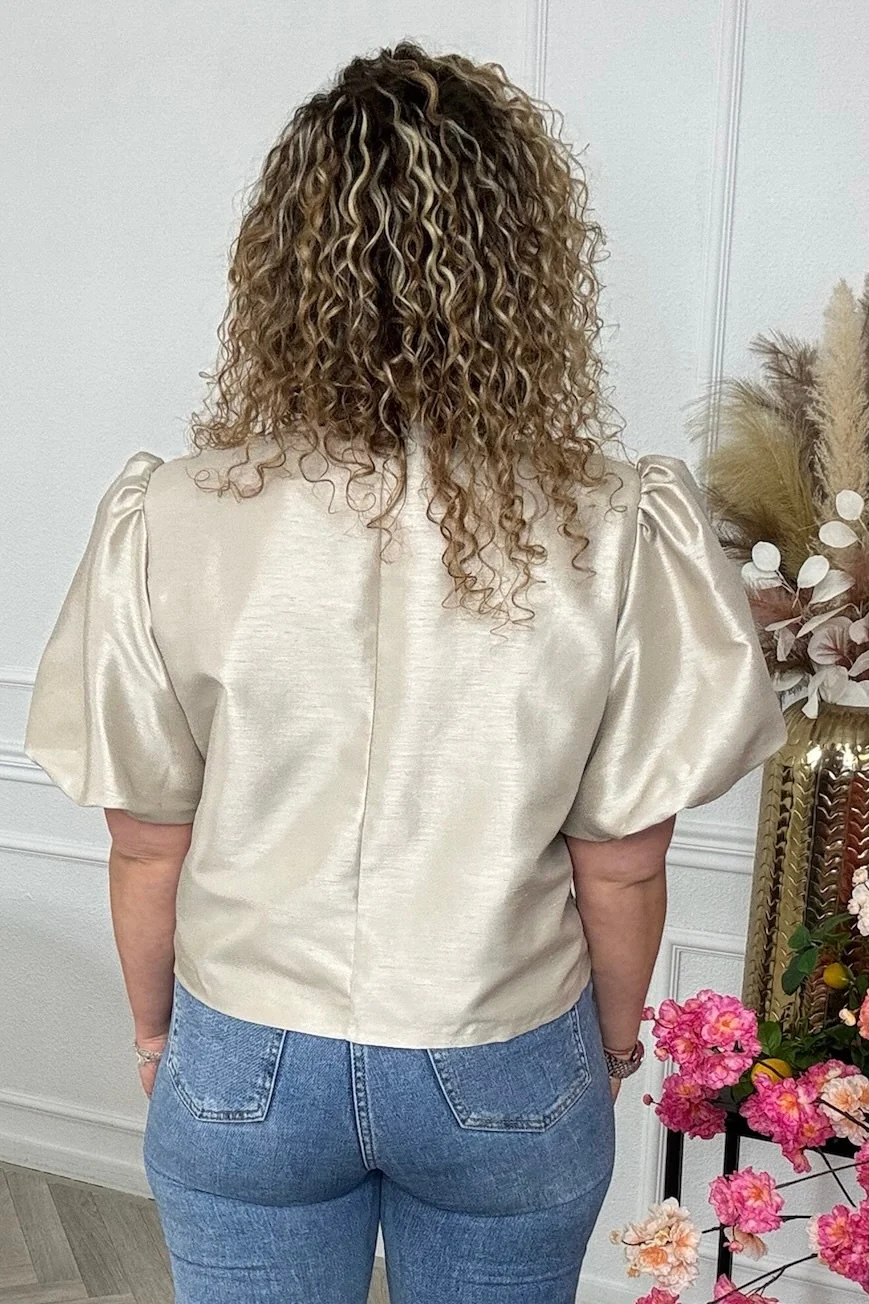 Classy Balloon Sleeve Blouse - Champagne - Image 5